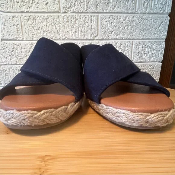 Tommy Bahama Navy Blue Stacey Wedge Espadrille Slip-on Sandals Size 8.5M - Picture 8 of 9